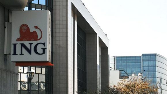 A sign with the ING logo on.