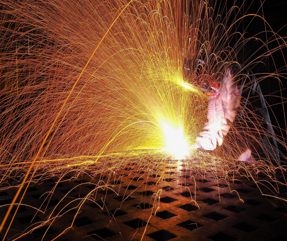 Sparks flying from welding