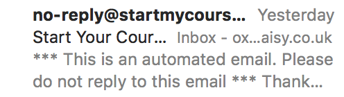 An email from startmycourse.