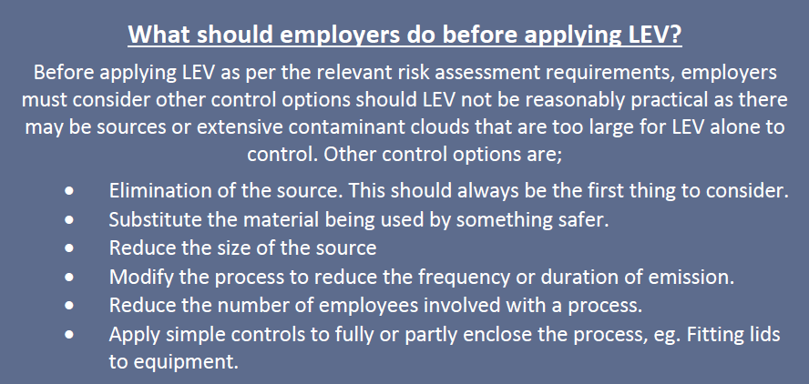 Text explaining what employers should do before applying LEV.