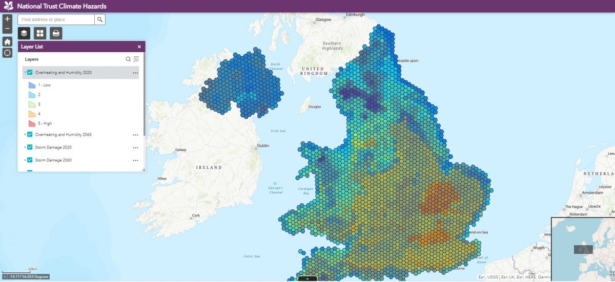 National Trust Climate Hazards map