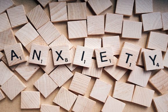 Anxiety Written on Wooden Scrabble Letters