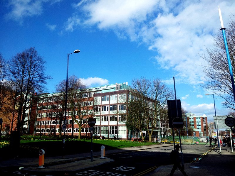 A school building.