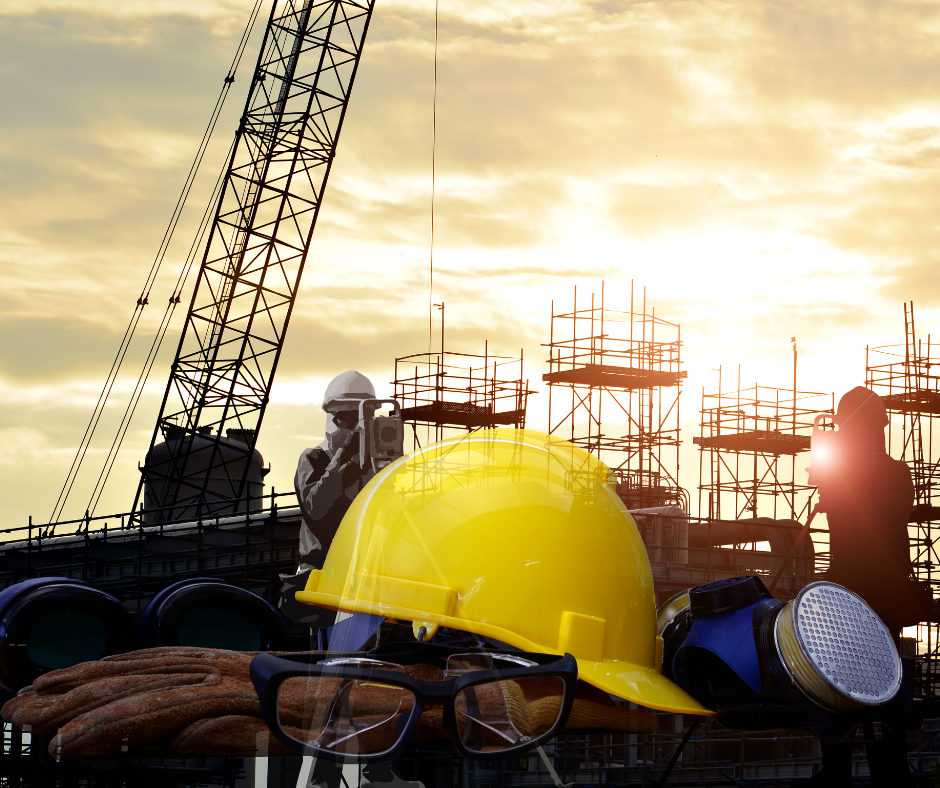 PPE against a construction site background