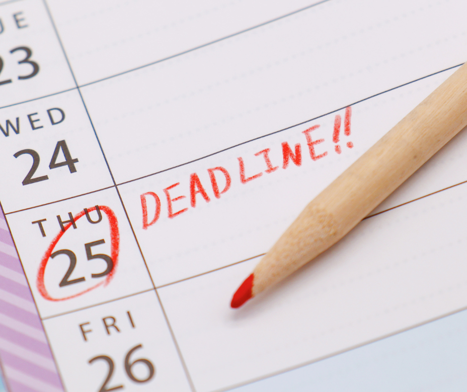 deadline circled on calendar