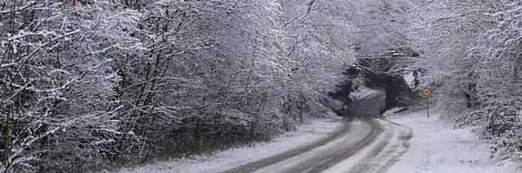 Snowy country road